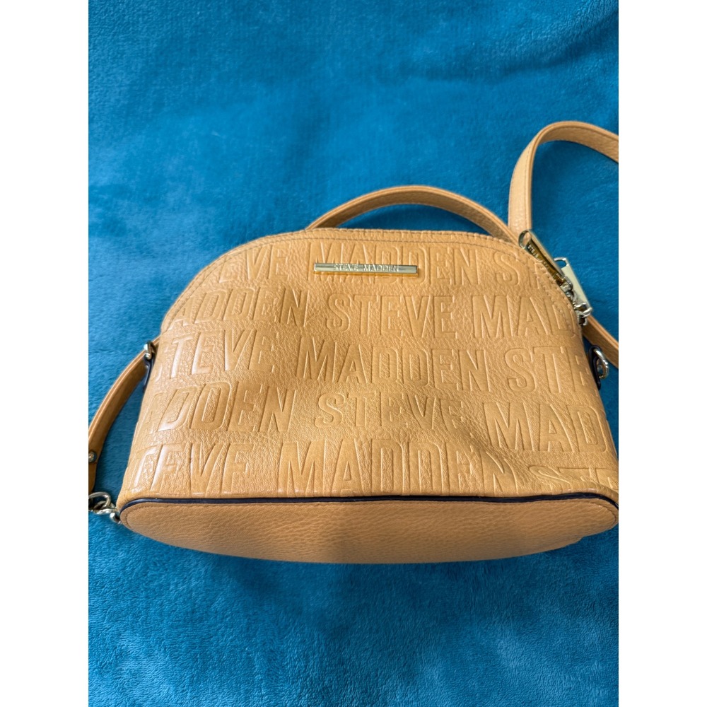 Steve Madden‎ Mustard Yellow Embossed Logo Dome Crossbody Bag Gold Hardware